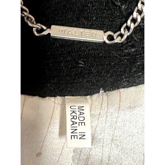 Walter Black Boucle Wool Mohair Blend W. Fur Rabbit Trim Jacket Blazer Size 0 - Picture 6 of 10